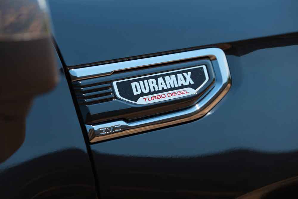 duramax turbo diesel emblem on black truck